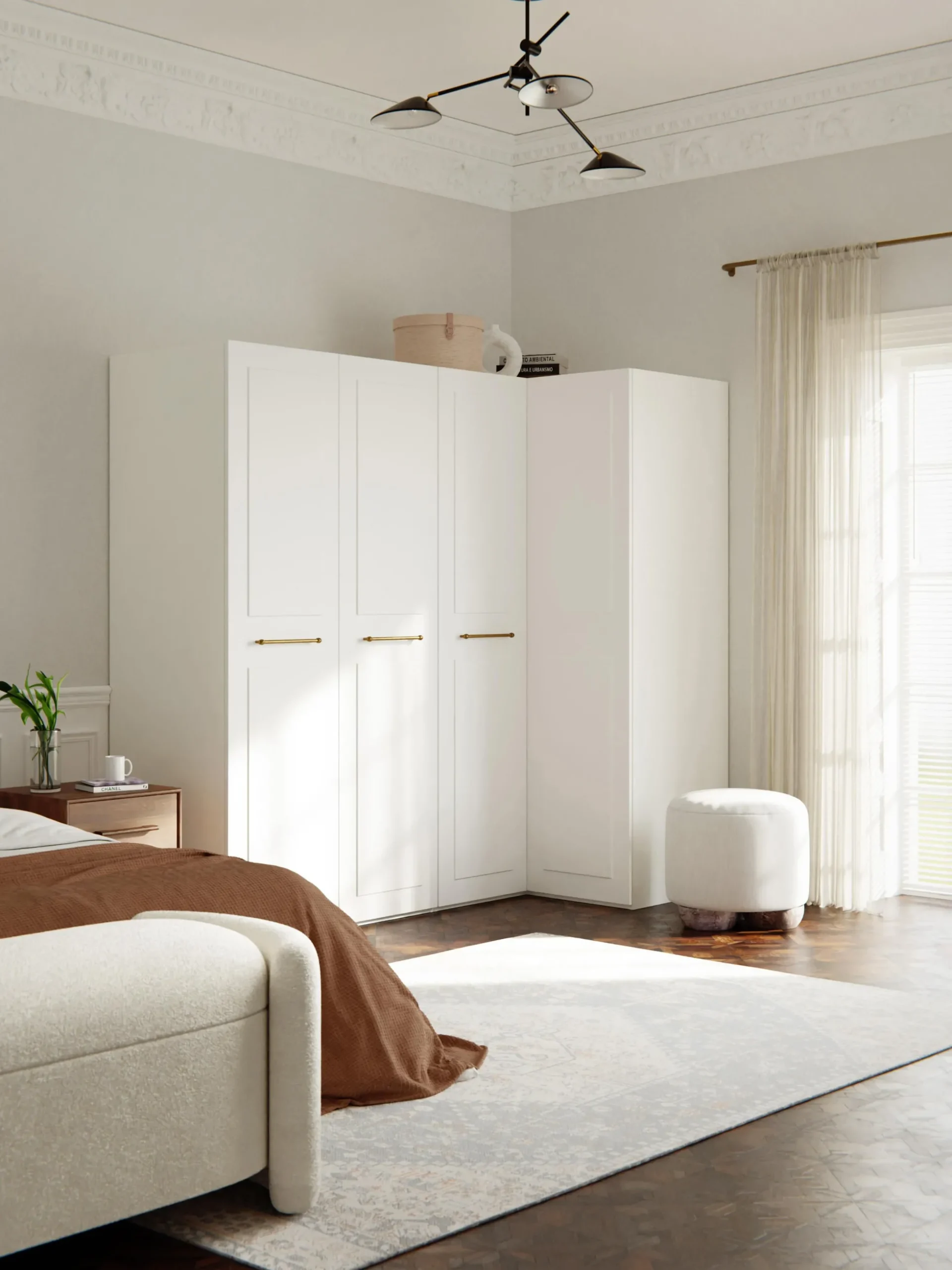 Armadio angolare componibile Charlotte, Larg. 215 cm, diverse varianti