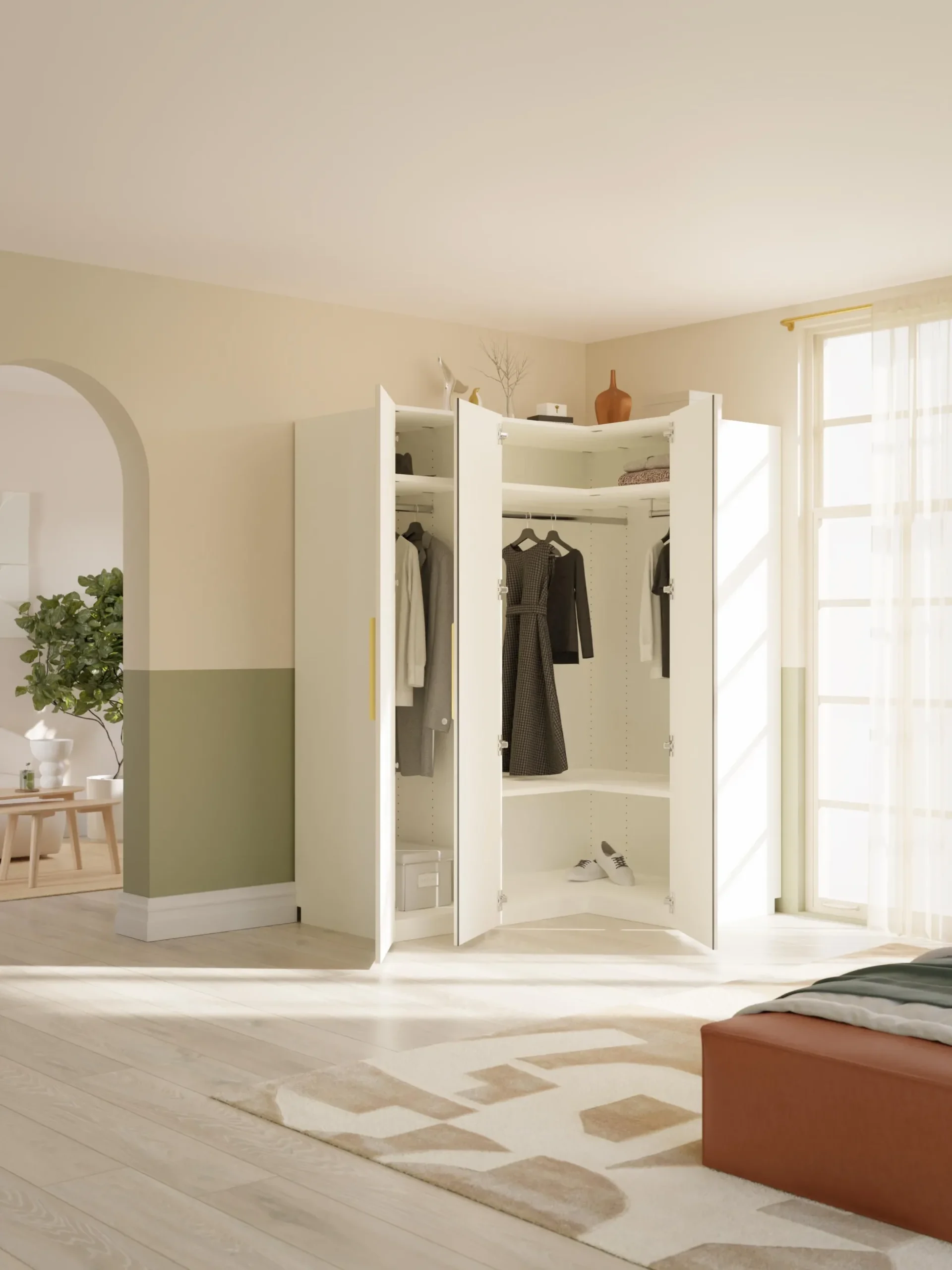 Armadio angolare componibile Simone, larg. 165 cm, diverse varianti