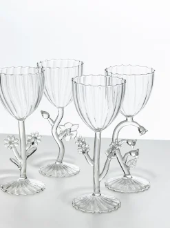 Bicchiere da vino fatto a mano in vetro borosilicato Botanica
