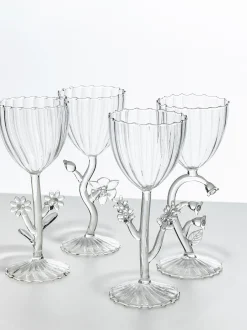 Bicchiere da vino fatto a mano in vetro borosilicato Botanica