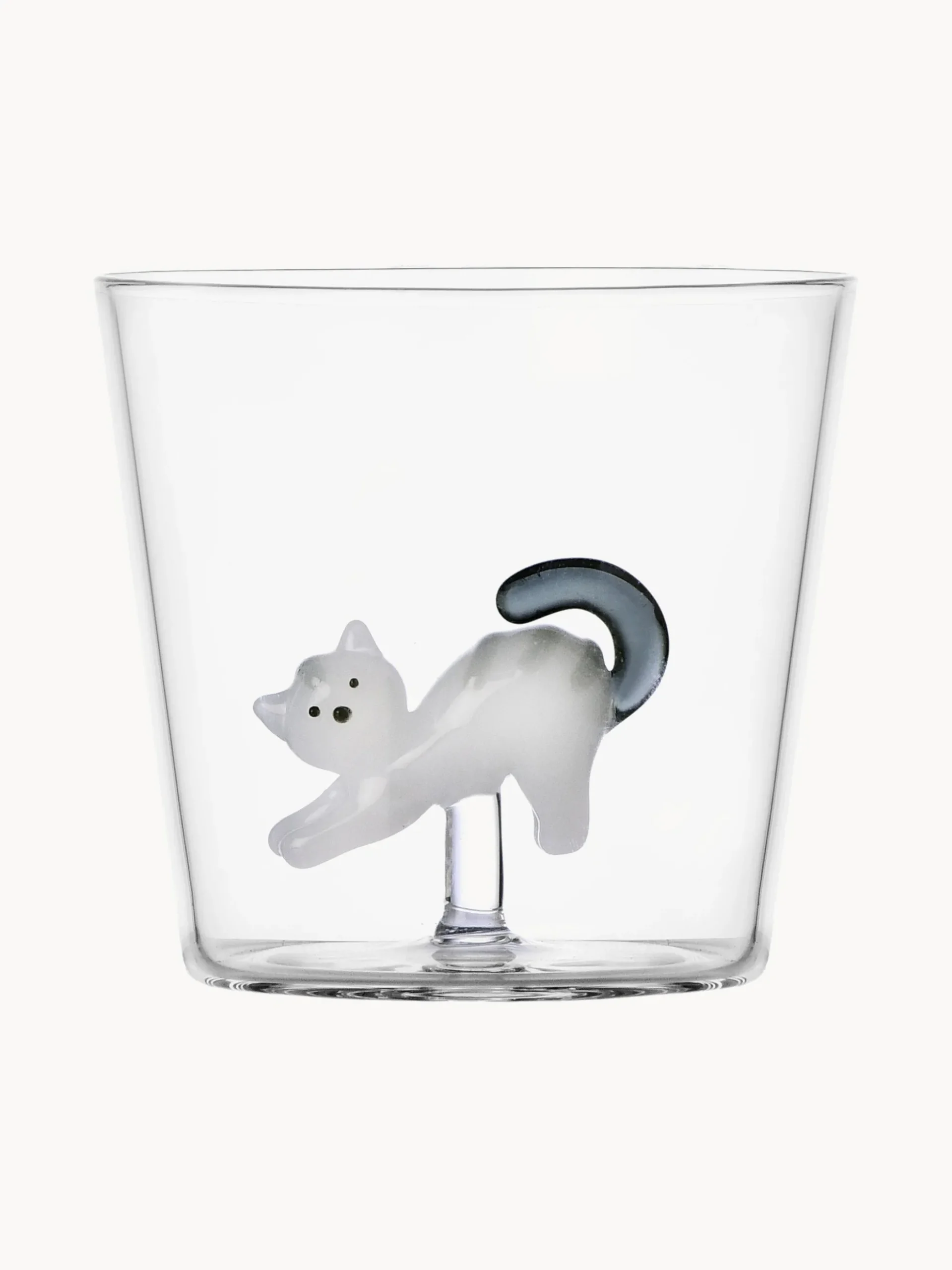 Bicchiere in vetro borosilicato fatto a mano Tabby Cat