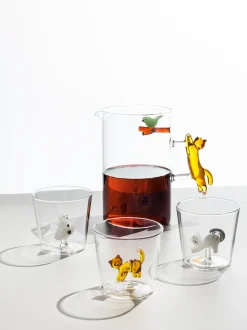 Bicchiere in vetro borosilicato fatto a mano Tabby Cat