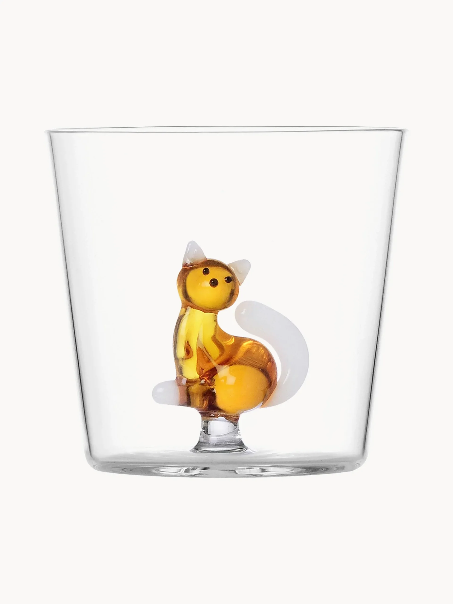 Bicchiere in vetro borosilicato fatto a mano Tabby Cat