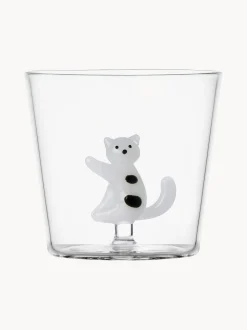 Bicchiere in vetro borosilicato fatto a mano Tabby Cat