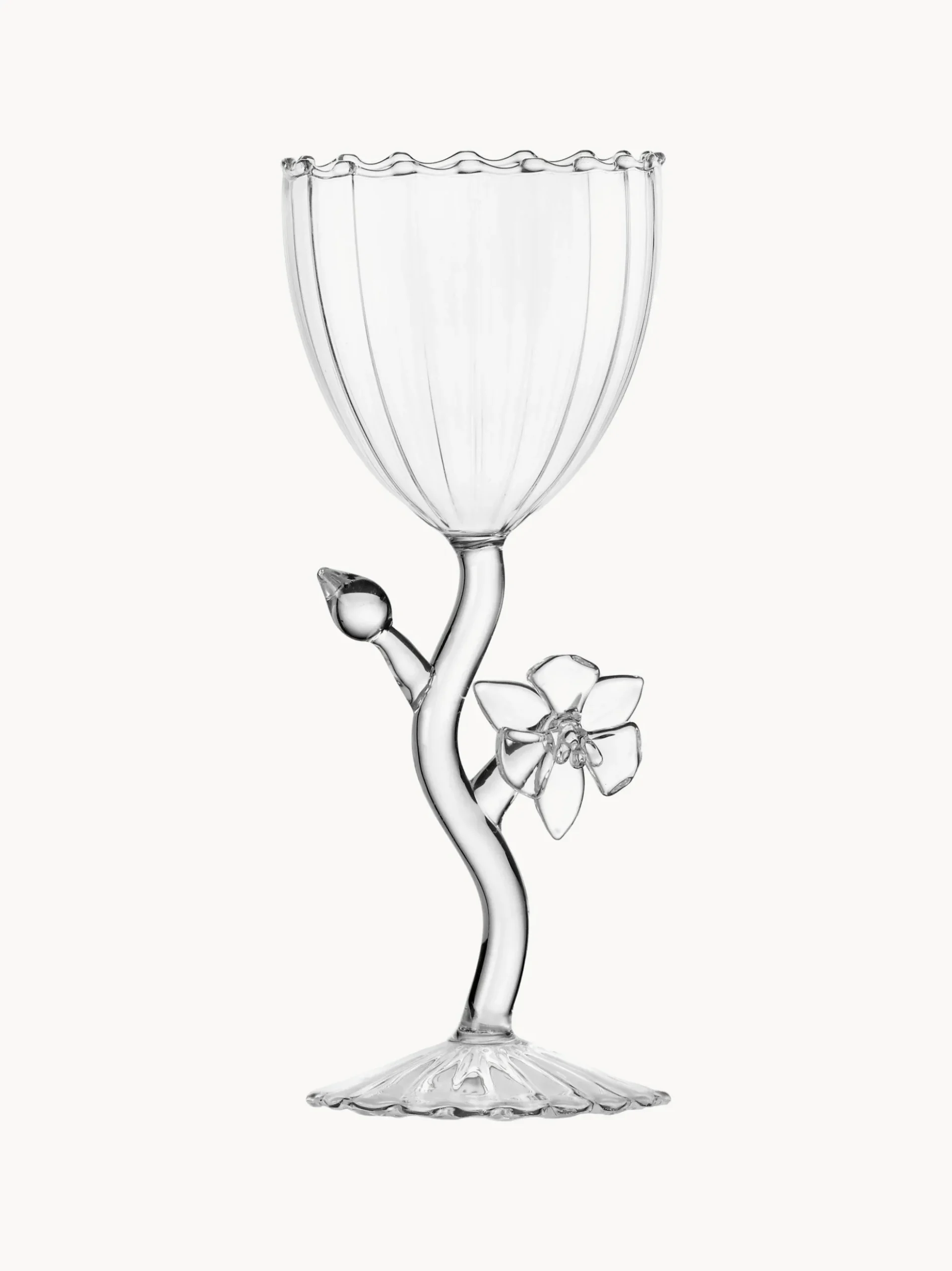 Bicchiere da vino fatto a mano in vetro borosilicato Botanica