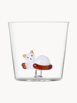 Bicchiere in vetro borosilicato fatto a mano Tabby Cat