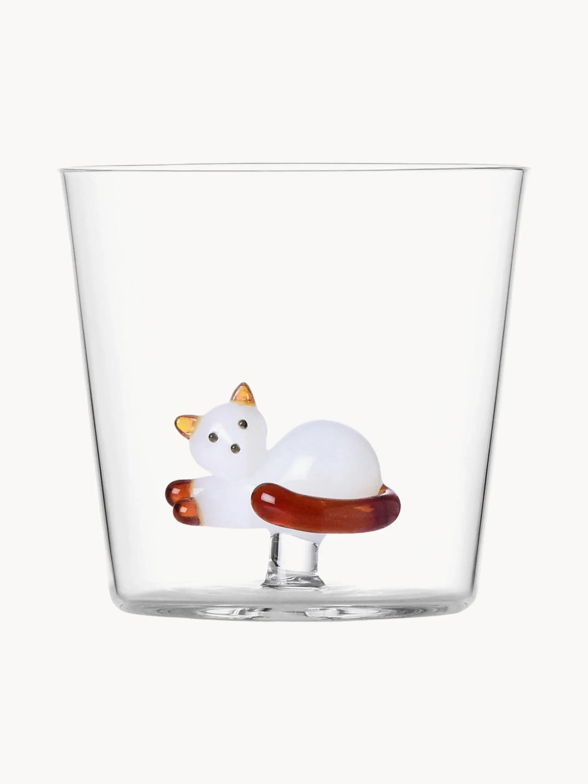 Bicchiere in vetro borosilicato fatto a mano Tabby Cat