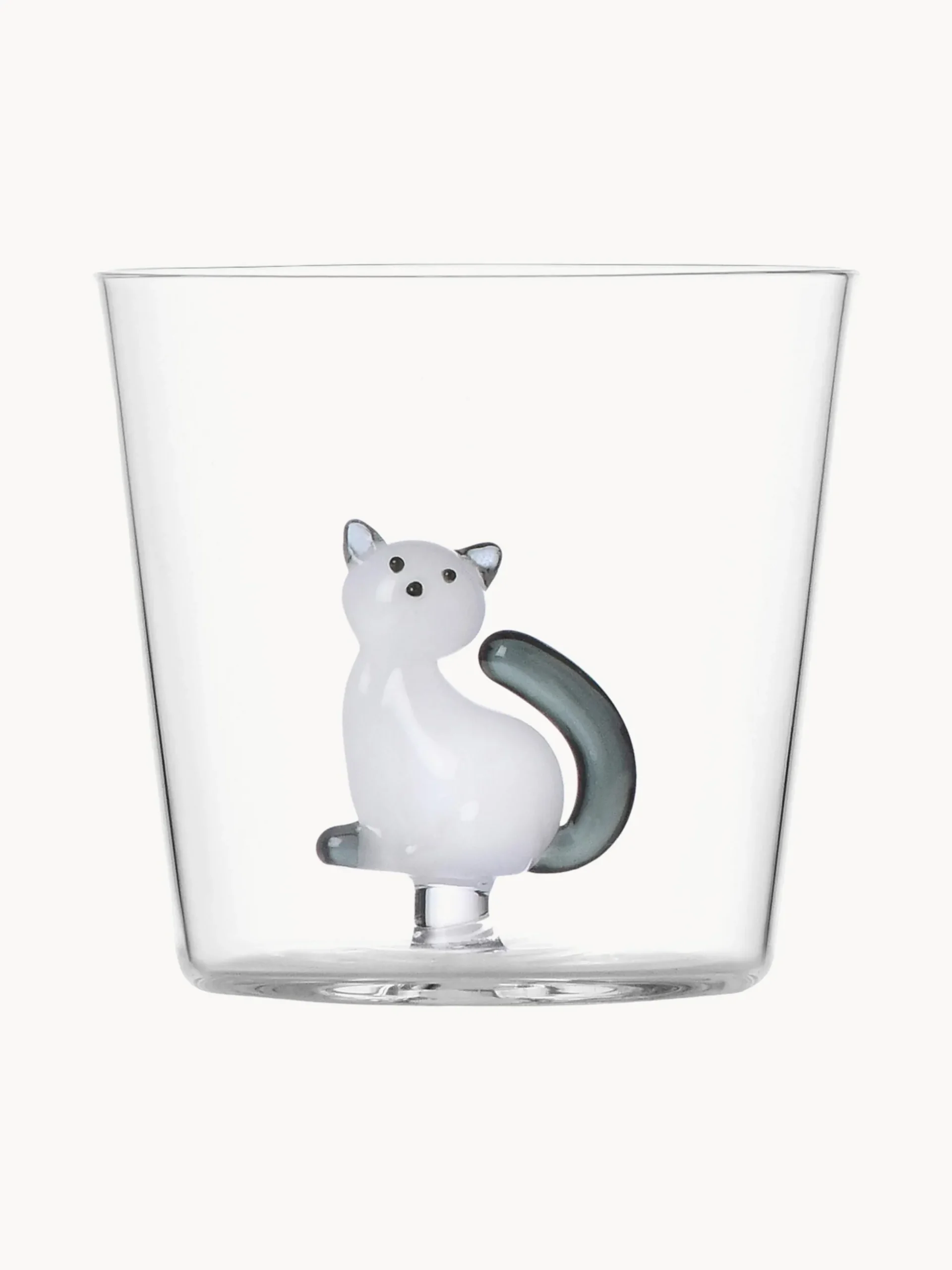 Bicchiere in vetro borosilicato fatto a mano Tabby Cat