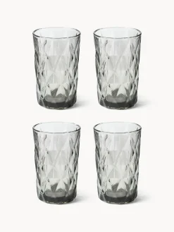 Bicchieri da long drink con motivo strutturato Colorado, set da 4