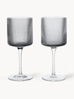 Bicchieri in vetro soffiato millerighe Ripple 2 pz