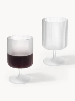 Bicchieri da vino in vetro soffiato con scanalatura in rilievo Ripple 2 pz