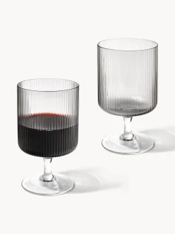 Bicchieri da vino in vetro soffiato con scanalatura in rilievo Ripple 2 pz