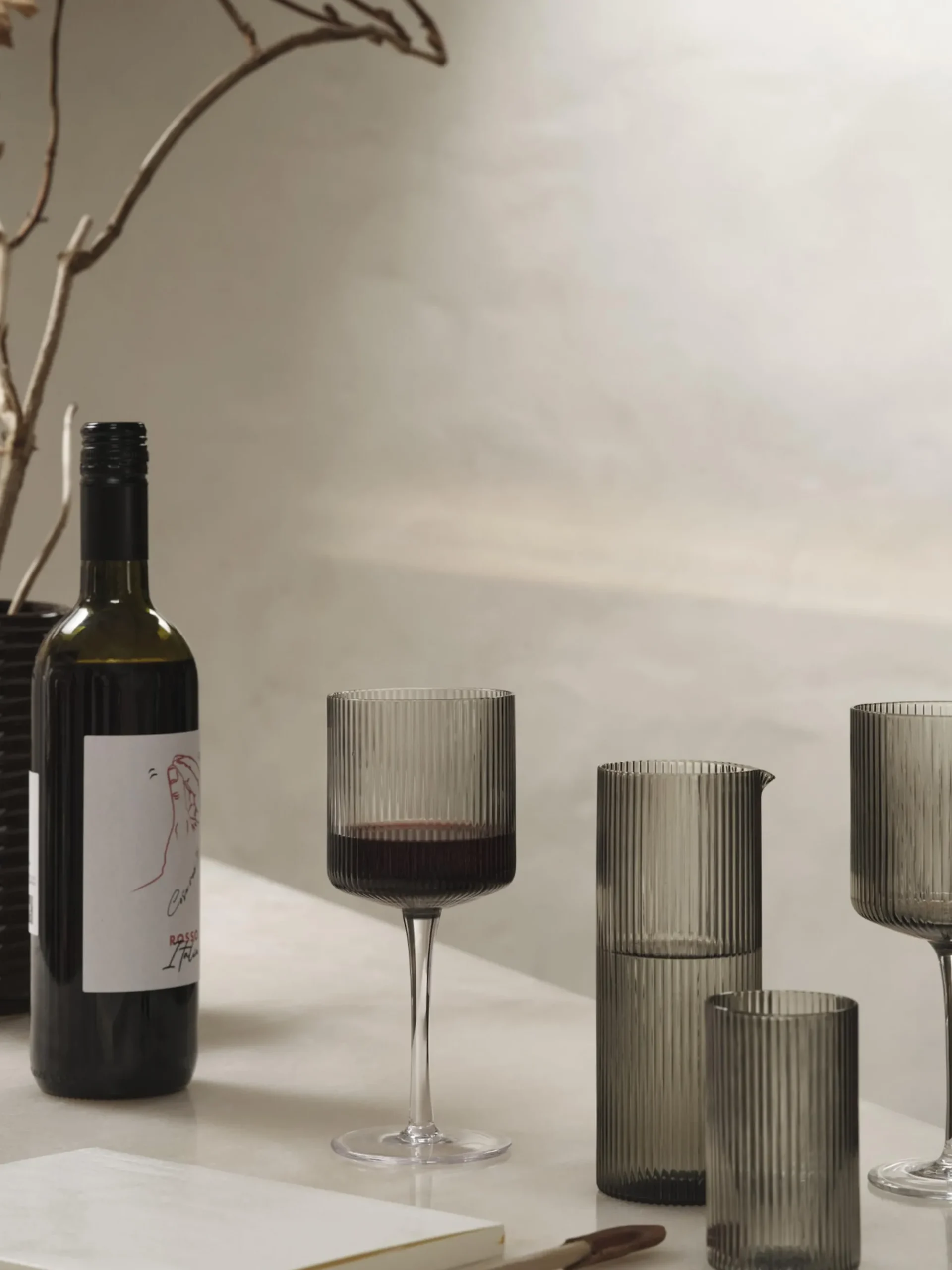 Bicchieri da vino rosso in vetro soffiato millerighe Ripple 2 pz