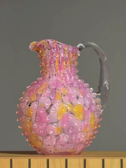Brocca in vetro soffiato Hobnail, 2 L