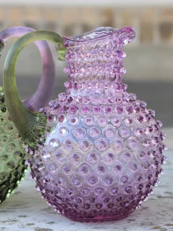 Brocca in vetro soffiato Hobnail 2 L