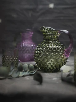 Brocca in vetro soffiato Hobnail 2 L