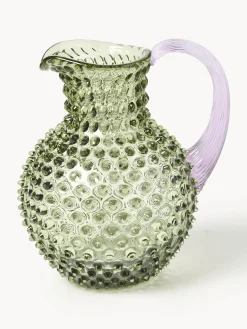 Brocca in vetro soffiato Hobnail 2 L
