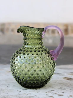 Brocca in vetro soffiato Hobnail 2 L