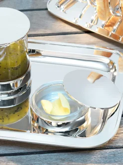 Burriera in vetro soffiato e argento placcato Giacomo