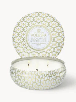 Candela profumata con tre stoppini fatta a mano Maison Blanc (eucalipto, cardamomo, salvia e corteccia di hinoki)