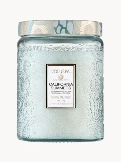 Candela profumata fatta a mano California Summers (sale marino, vaniglia calda, legno di teak)