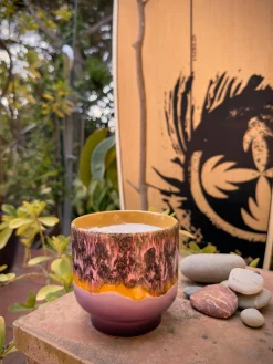 Candela profumata fatta a mano a due stoppini 70's (salvia e petali di rosa)
