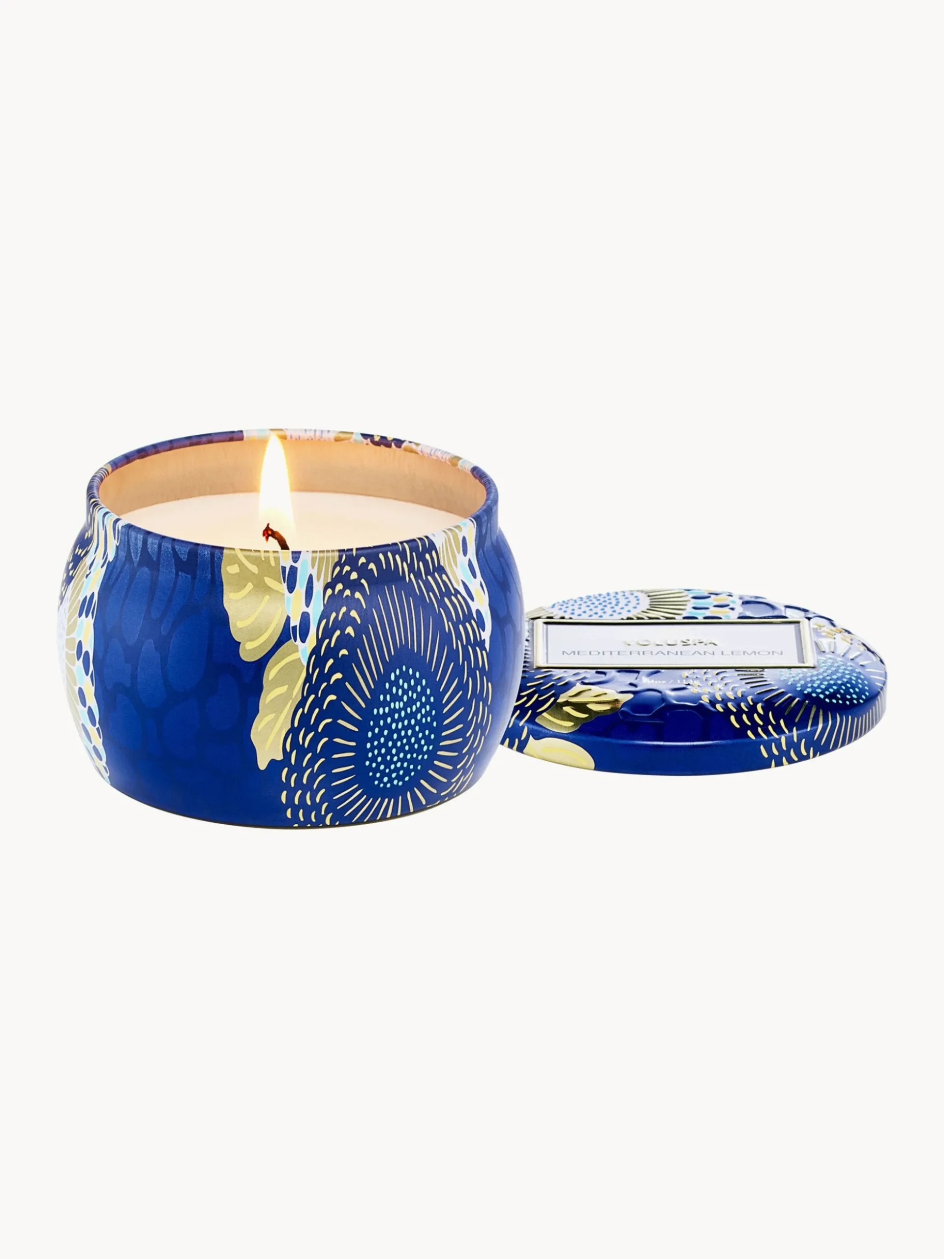 Candela profumata fatta a mano Mediterranean Lemon (limone, bergamotto, gelsomino e ambra solare)
