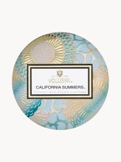 Candela profumata fatta a mano California Summers (sale marino, vaniglia calda, legno di teak)