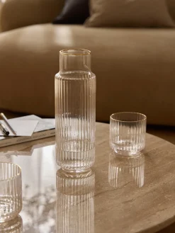 Caraffa e bicchieri in vetro soffiato Aleo, set da 5