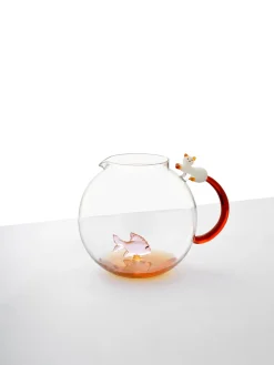 Caraffa in vetro borosilicato fatta a mano Tabby Cat, 2.4 L