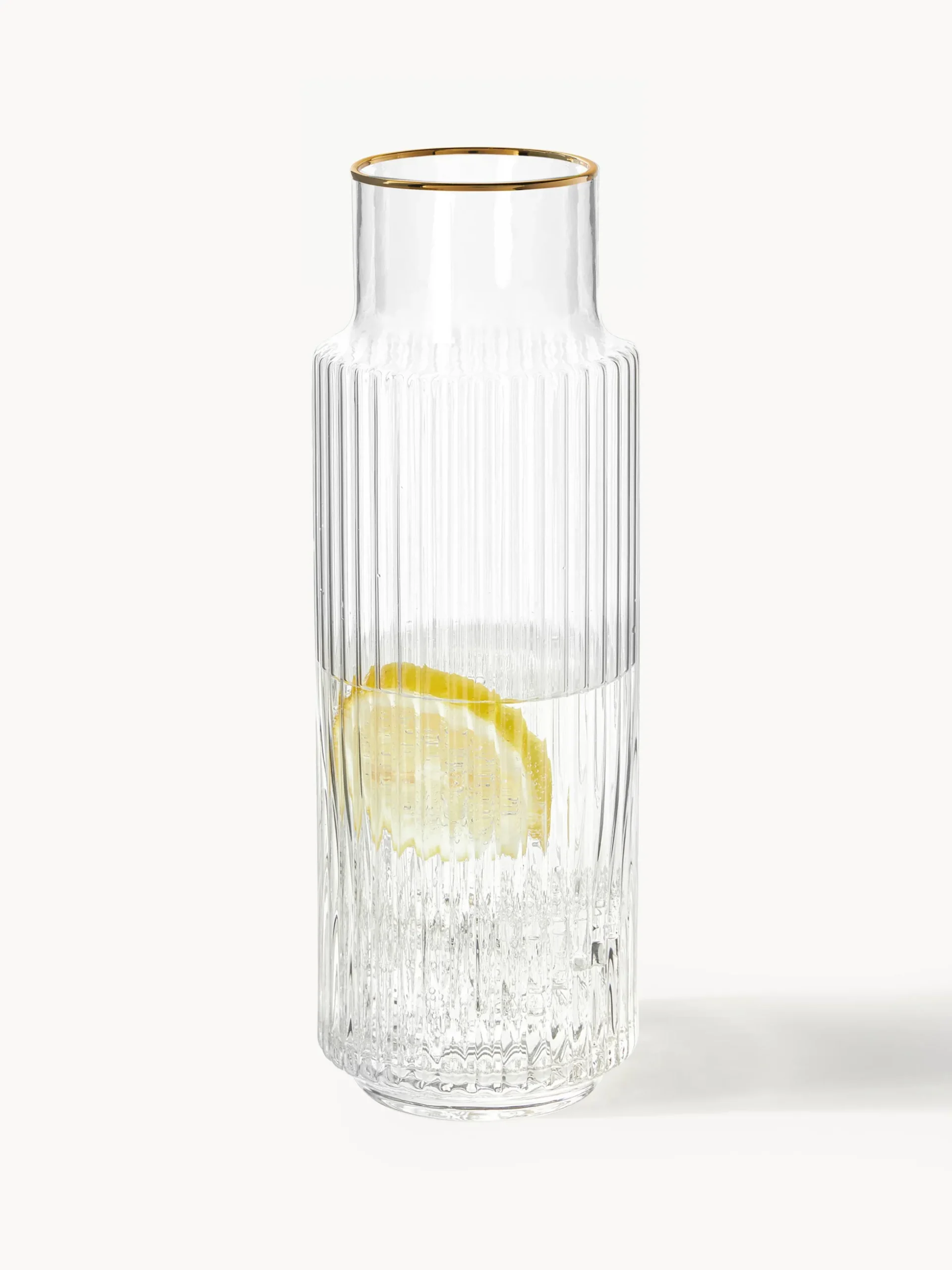 Caraffa in vetro soffiato con bordo dorato Aleo, 1 L