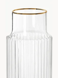 Caraffa in vetro soffiato con bordo dorato Aleo, 1 L