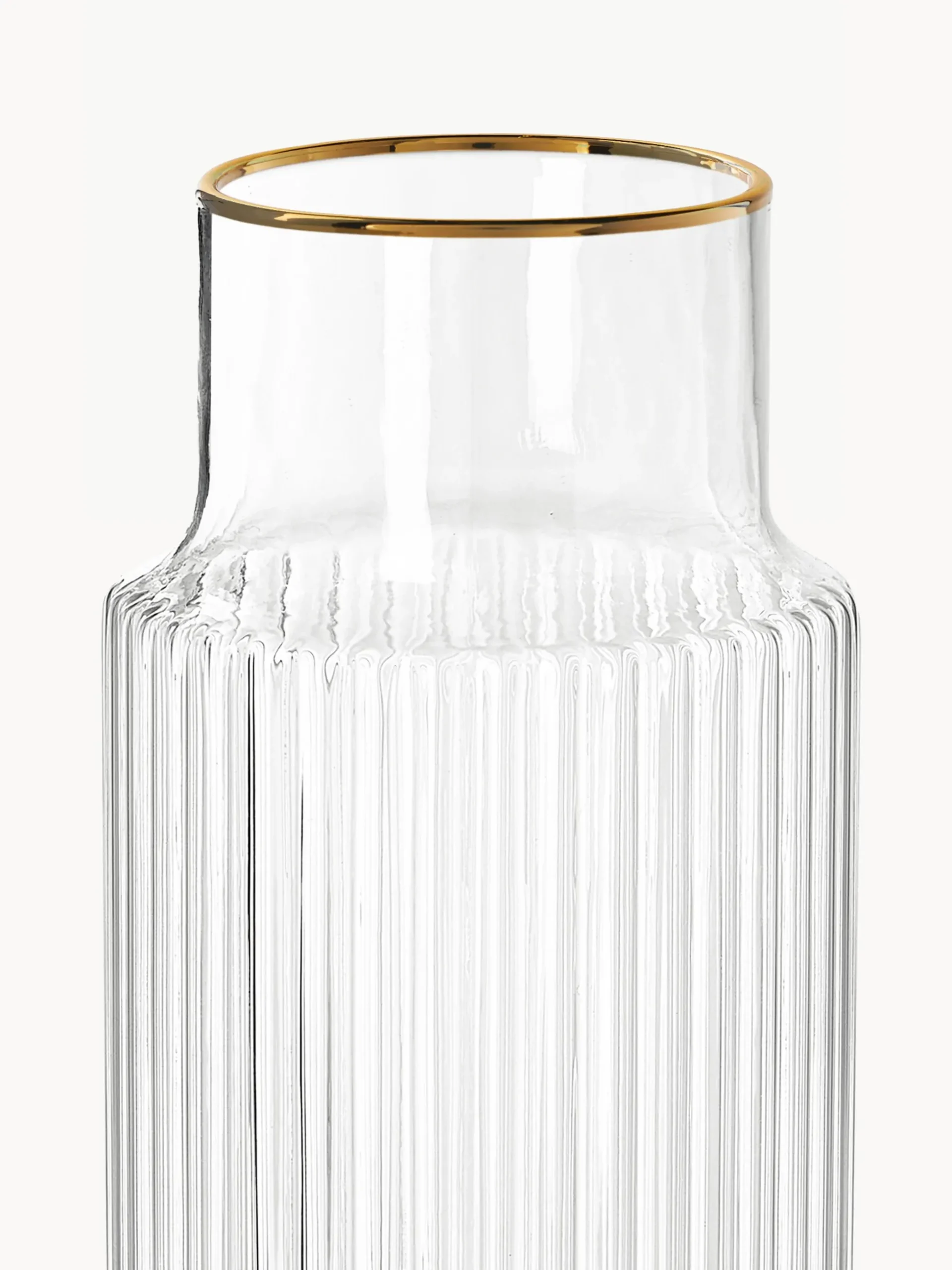 Caraffa in vetro soffiato con bordo dorato Aleo, 1 L
