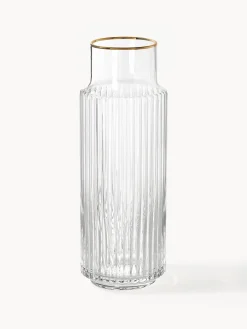 Caraffa in vetro soffiato con bordo dorato Aleo, 1 L