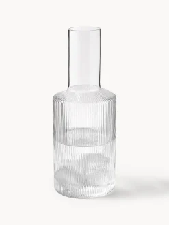 Caraffa in vetro soffiato millerighe Ripple, 1 L