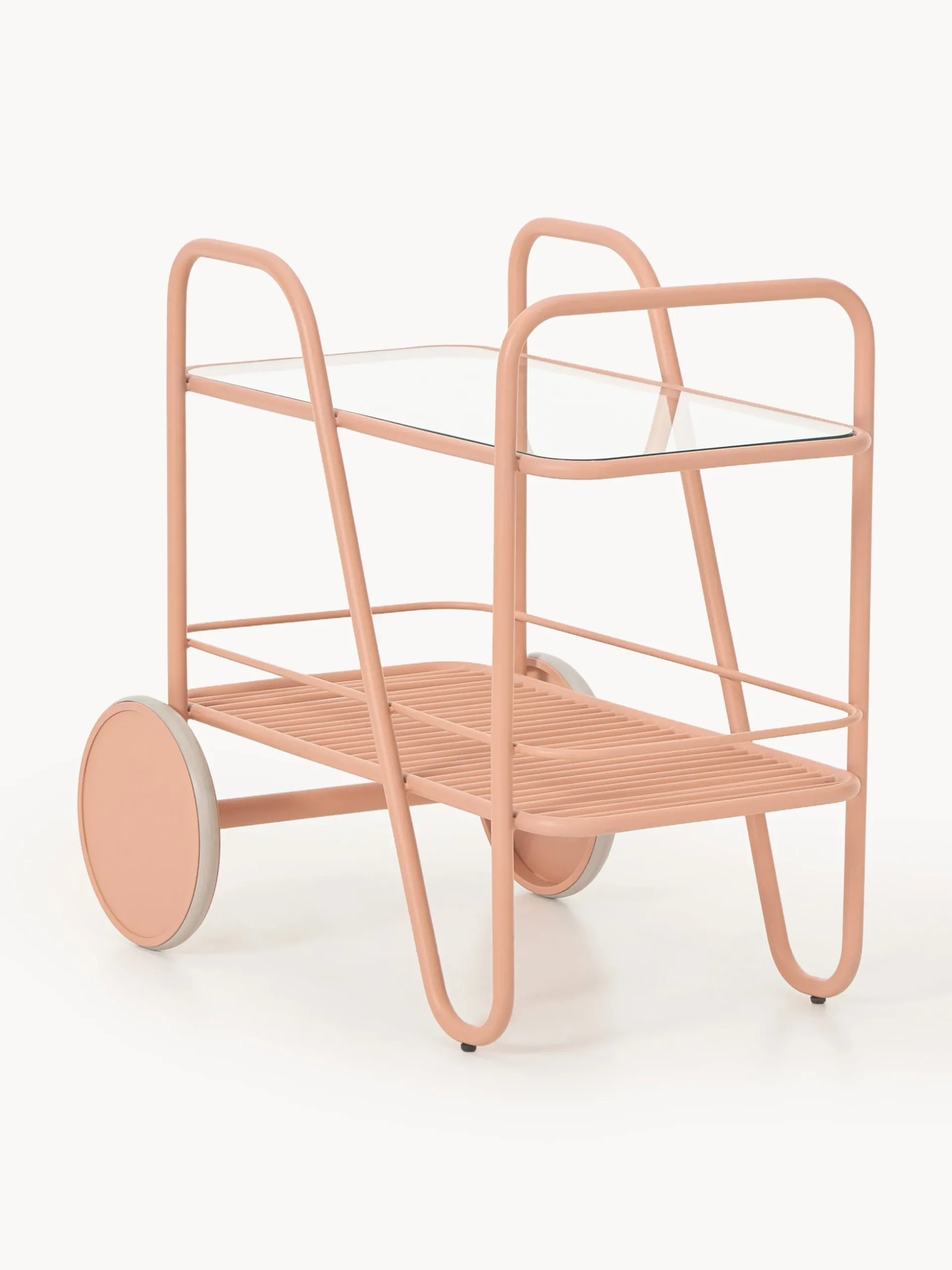 Carrello portavivande in metallo con piano in vetro Giovanni