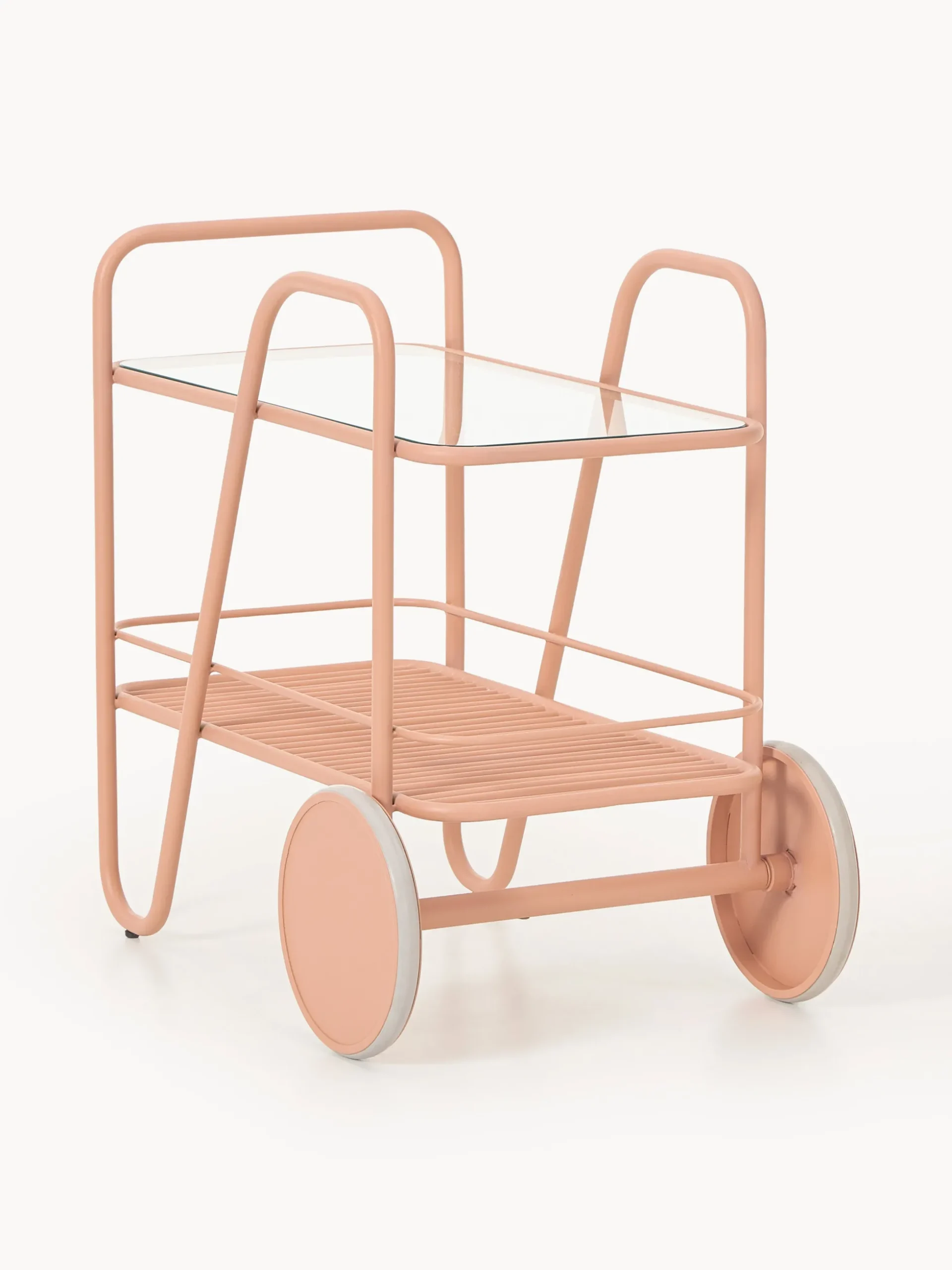 Carrello portavivande in metallo con piano in vetro Giovanni