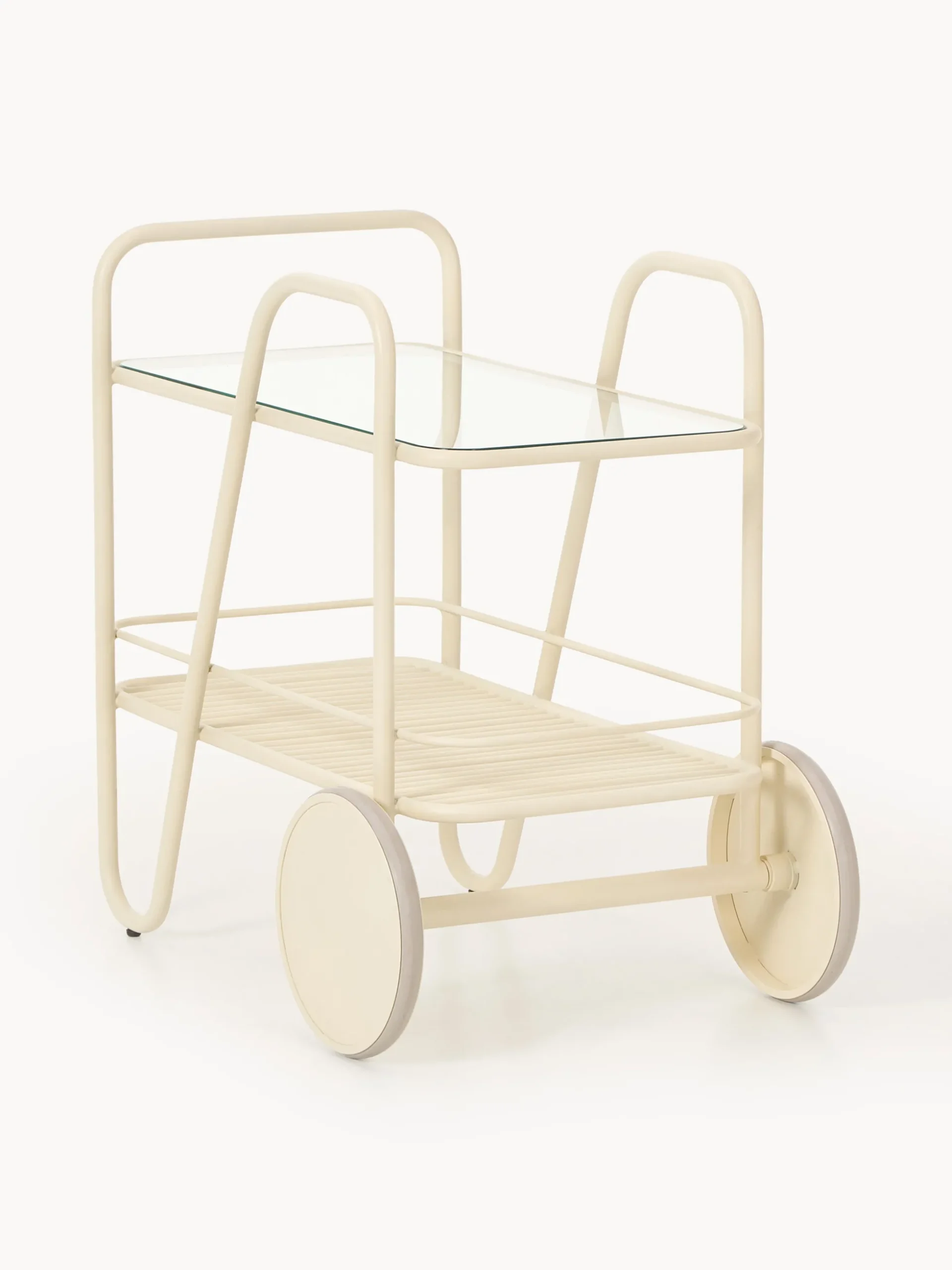 Carrello portavivande in metallo con piano in vetro Giovanni