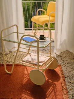 Carrello portavivande in metallo con piano in vetro Giovanni