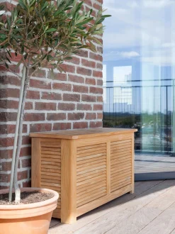 Cassapanca stretta in legno di teak fatta a mano Storage