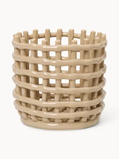 Cestino fatto a mano in ceramica Nalan, alt. 15 cm
