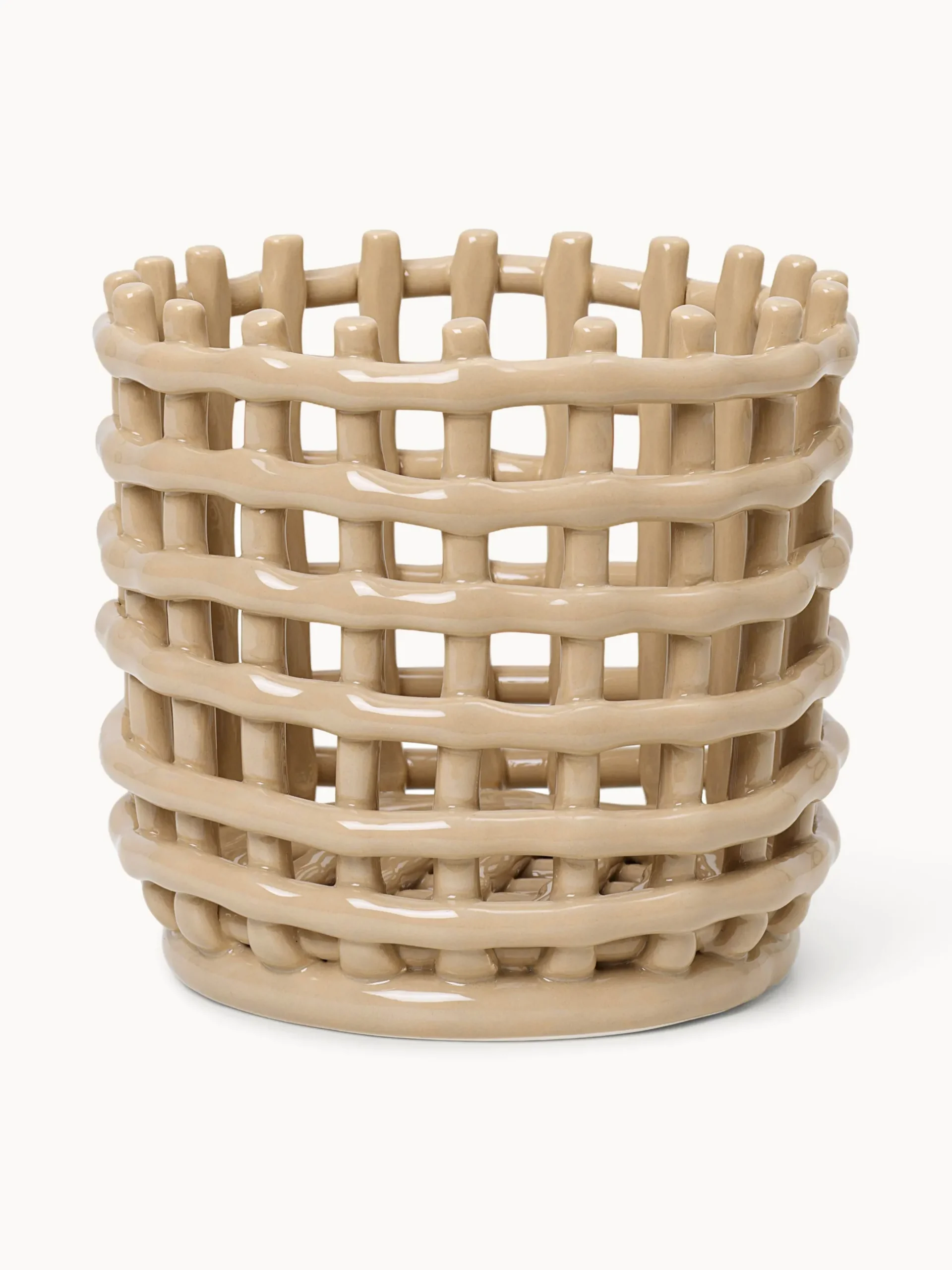 Cestino fatto a mano in ceramica Nalan, alt. 15 cm