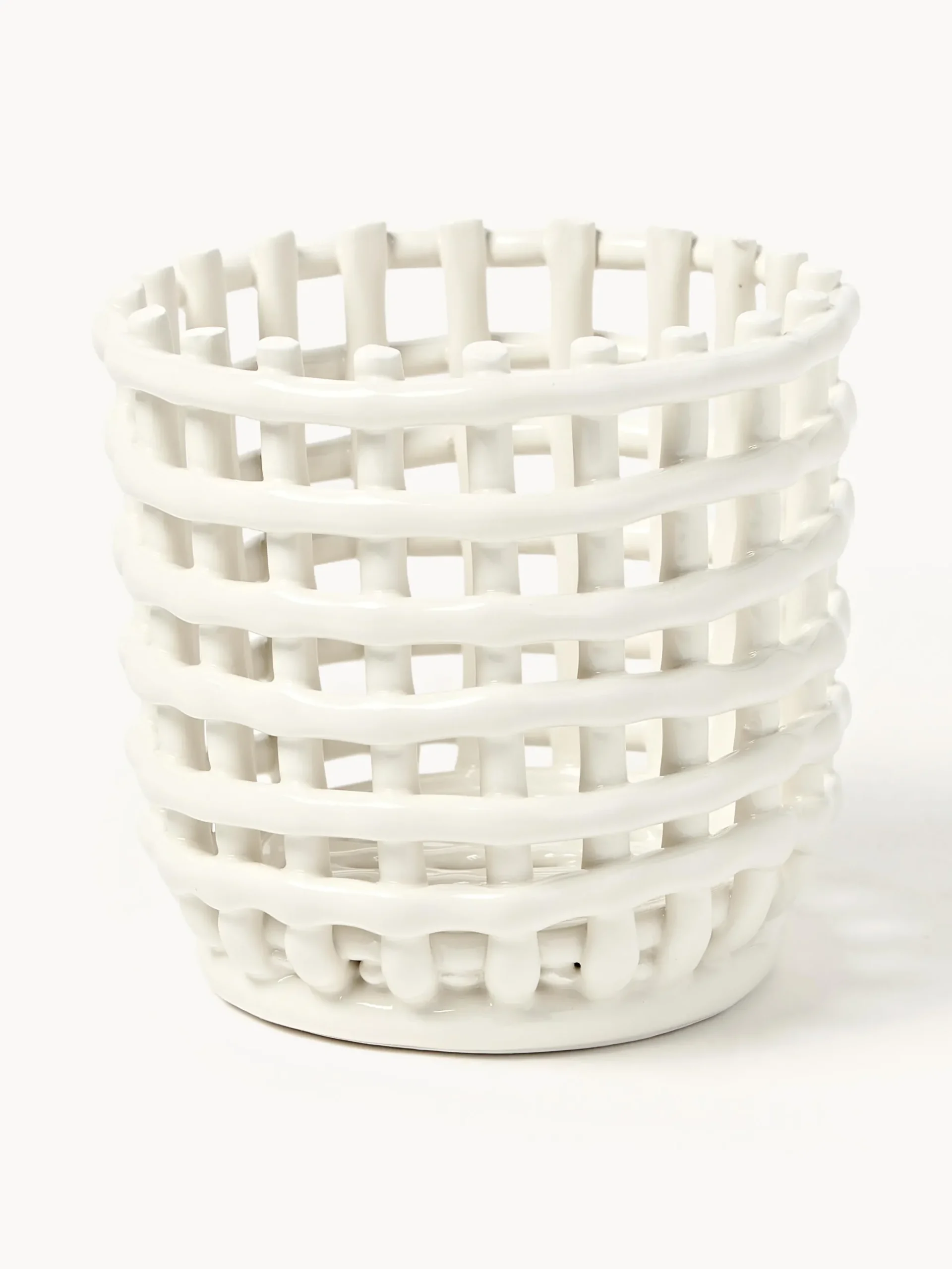 Cestino fatto a mano in ceramica Nalan, alt. 15 cm