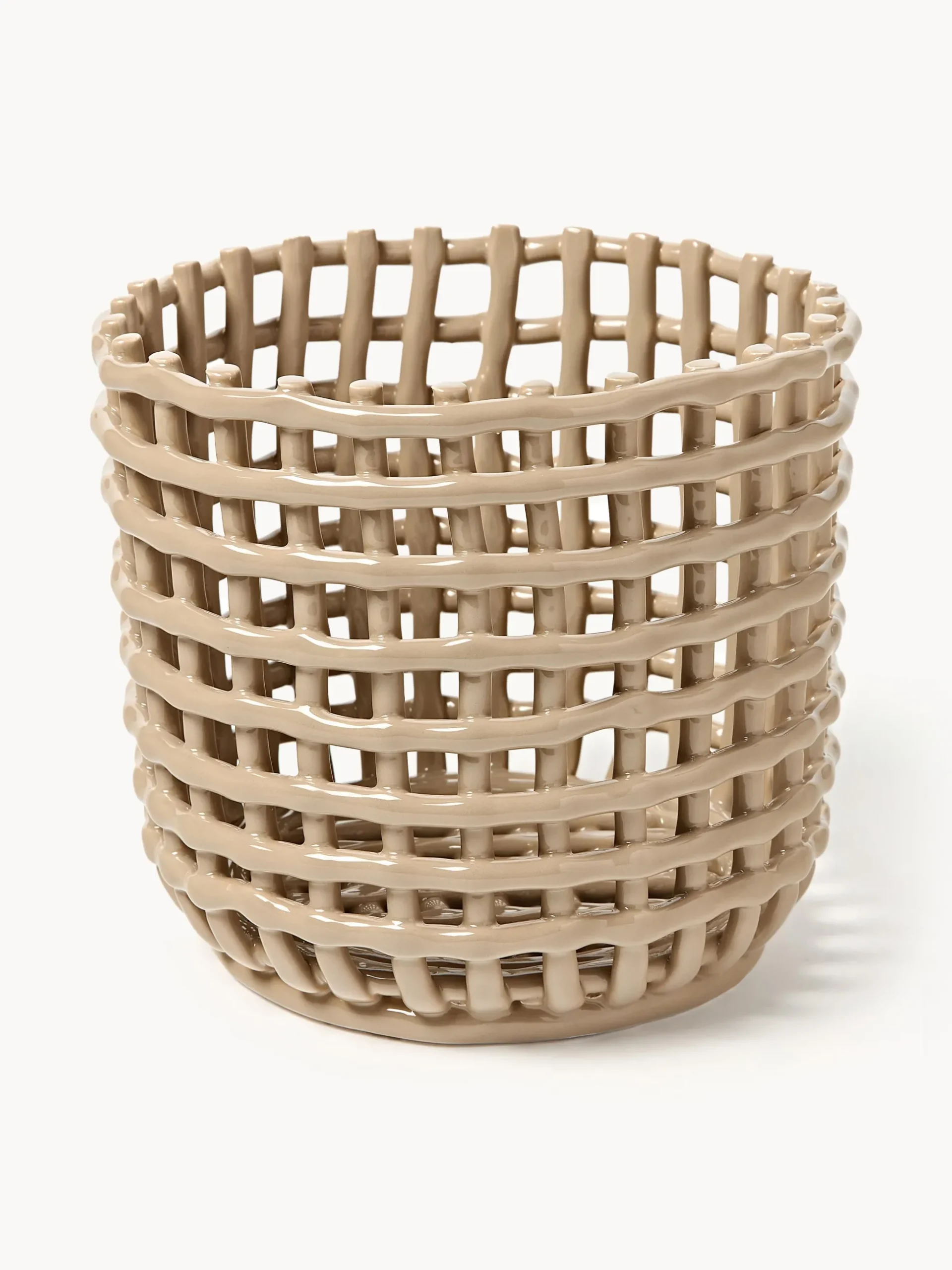 Cestino in ceramica fatto a mano Nalan, alt. 21 cm
