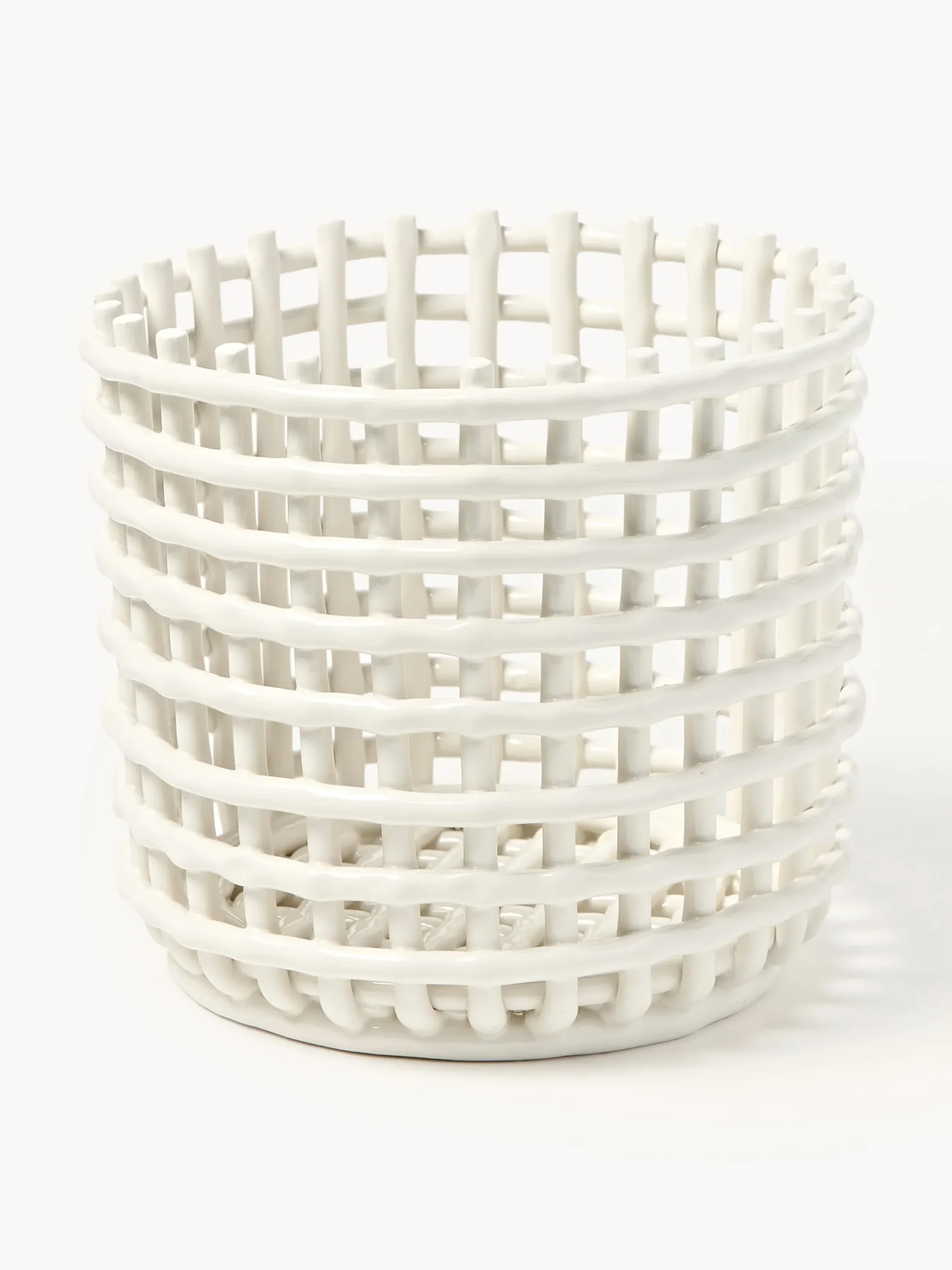 Cestino in ceramica fatto a mano Nalan, alt. 21 cm