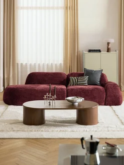 Chaise longue componibile 3 posti in teddy bouclé Wolke