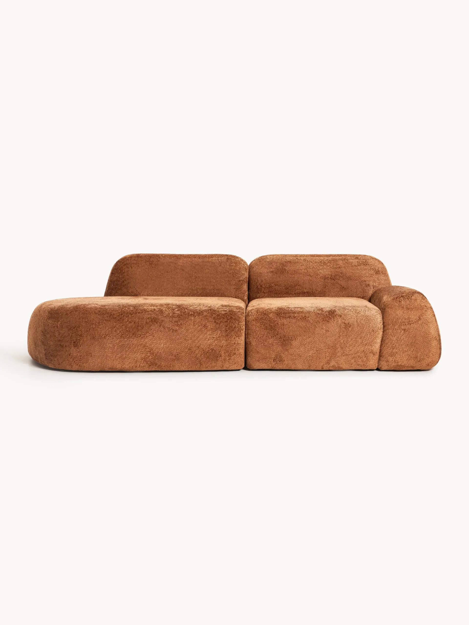 Chaise longue componibile 3 posti in teddy bouclé Wolke