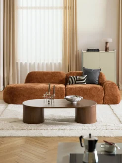 Chaise longue componibile 3 posti in teddy bouclé Wolke