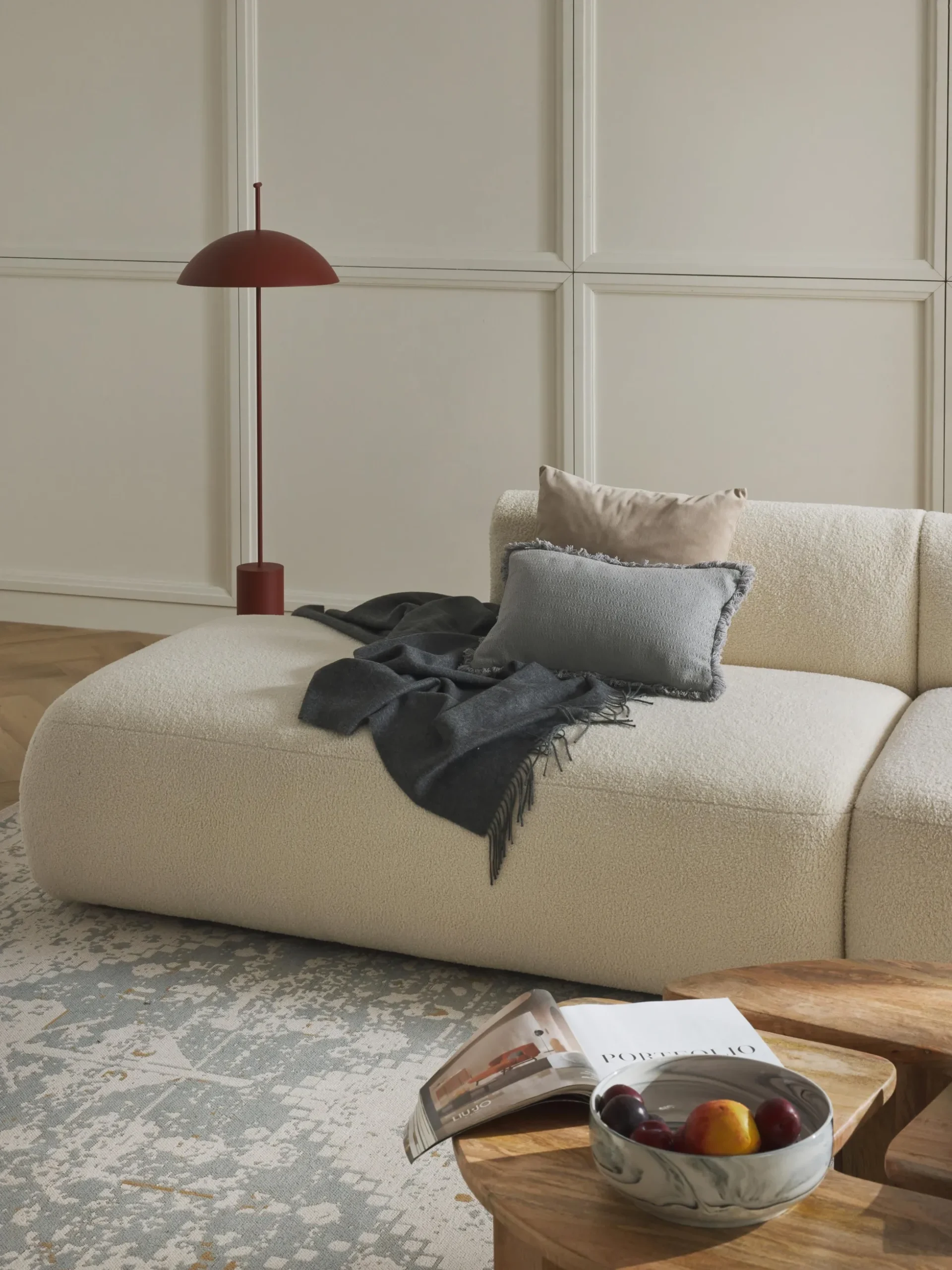 Chaise longue componibile XL in teddy Sofia