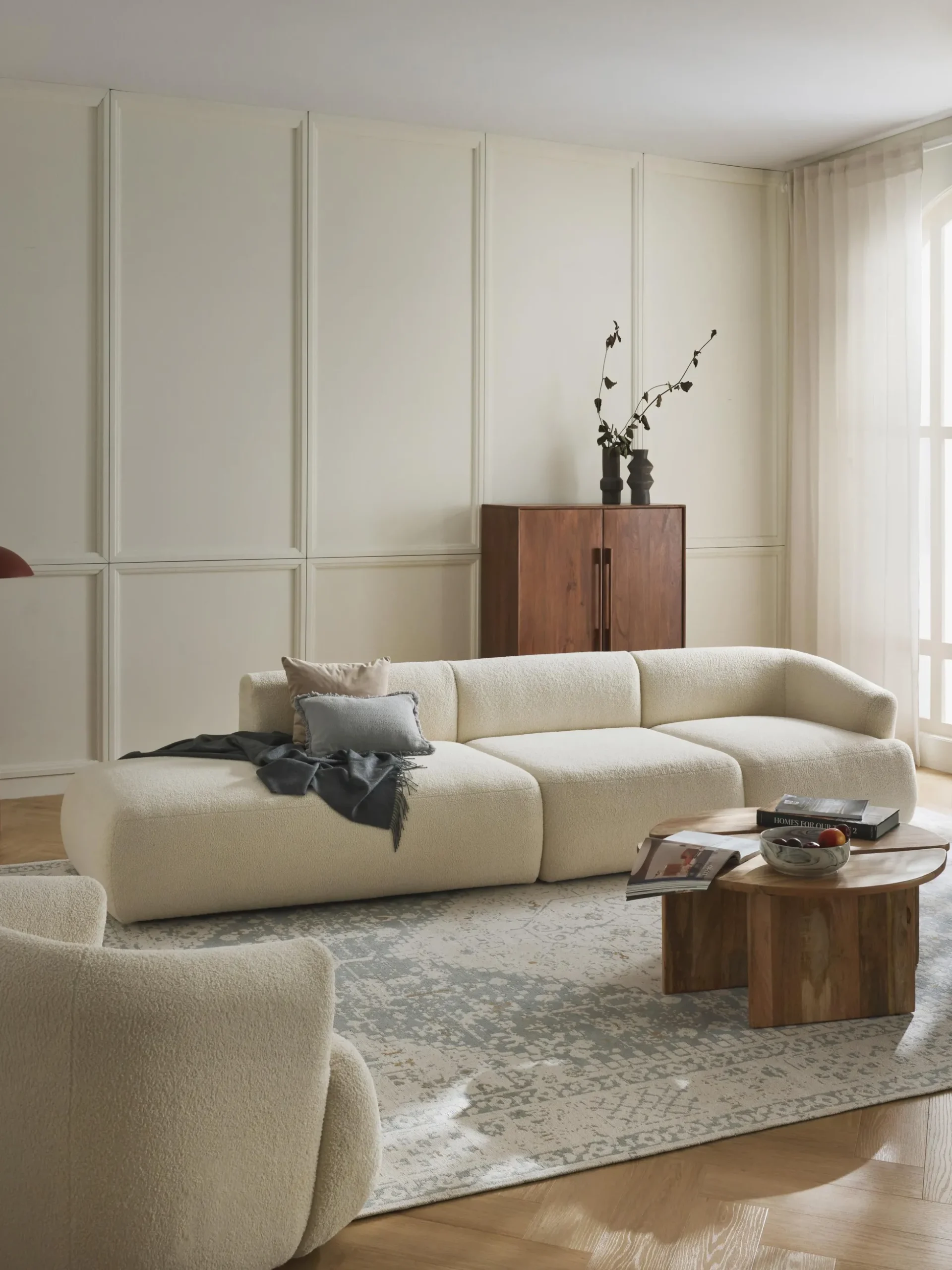 Chaise longue componibile XL in teddy Sofia
